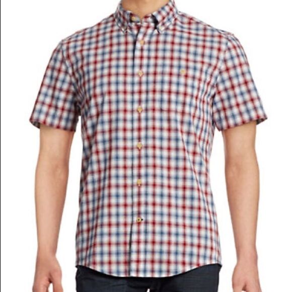 Tommy Hilfiger Plaid Custom-fit Sport Shirt-snow White-medium - Picture 1 of 2